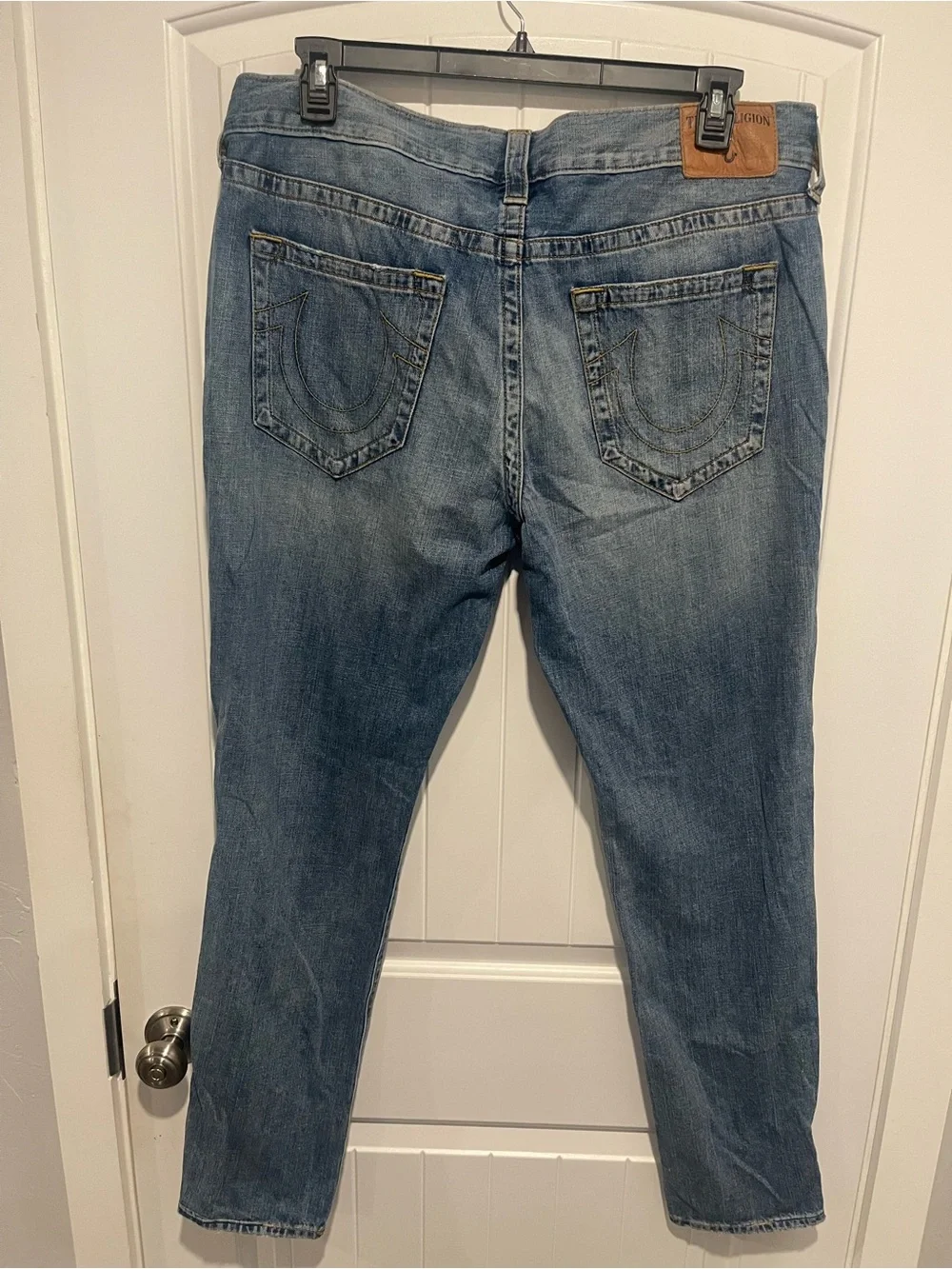 True Religion Men's Light Blue Washed Slim Straight Jeans